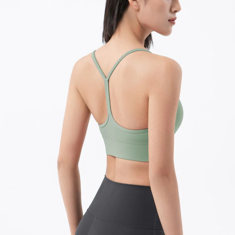 SOISOU Nylon Sexy Top Women Bra Gym Sports Yoga Fitness Bra For Women Elastic Breathable Female Underwear Chest Pad Removable