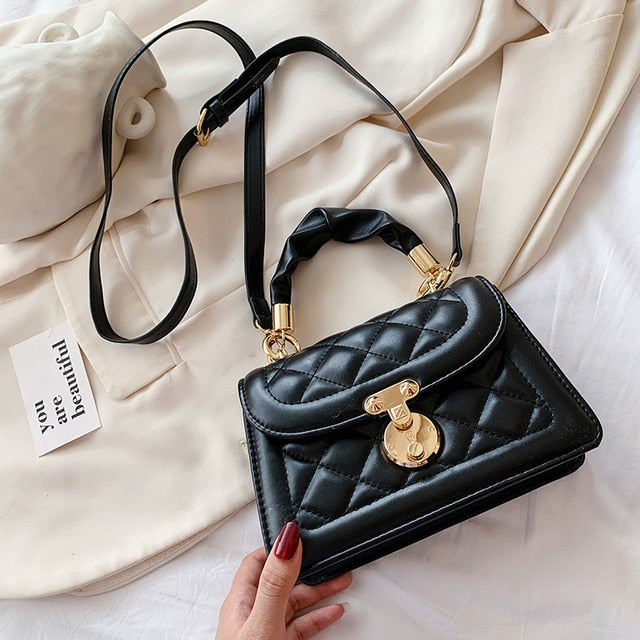 Quilted Crossbody Bags for Women 2021 Small Chain Handbag Small Bag PU Leather Hand Bag Ladies Designer with Handle