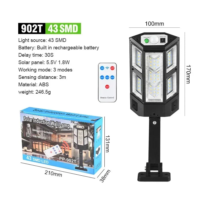 15000LM Irradiation 500㎡ Solar Light for Outdoor Sunlight Motion Sensor IP65 Waterproof Garden Street Wall External Solar Lamp