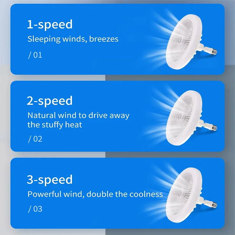 2 In 1 Ceiling Fan Lamps 3 Speeds Adjustable E27 Base Infinitely Dimmable for Living Room Bedroom Study LED Decorative Light