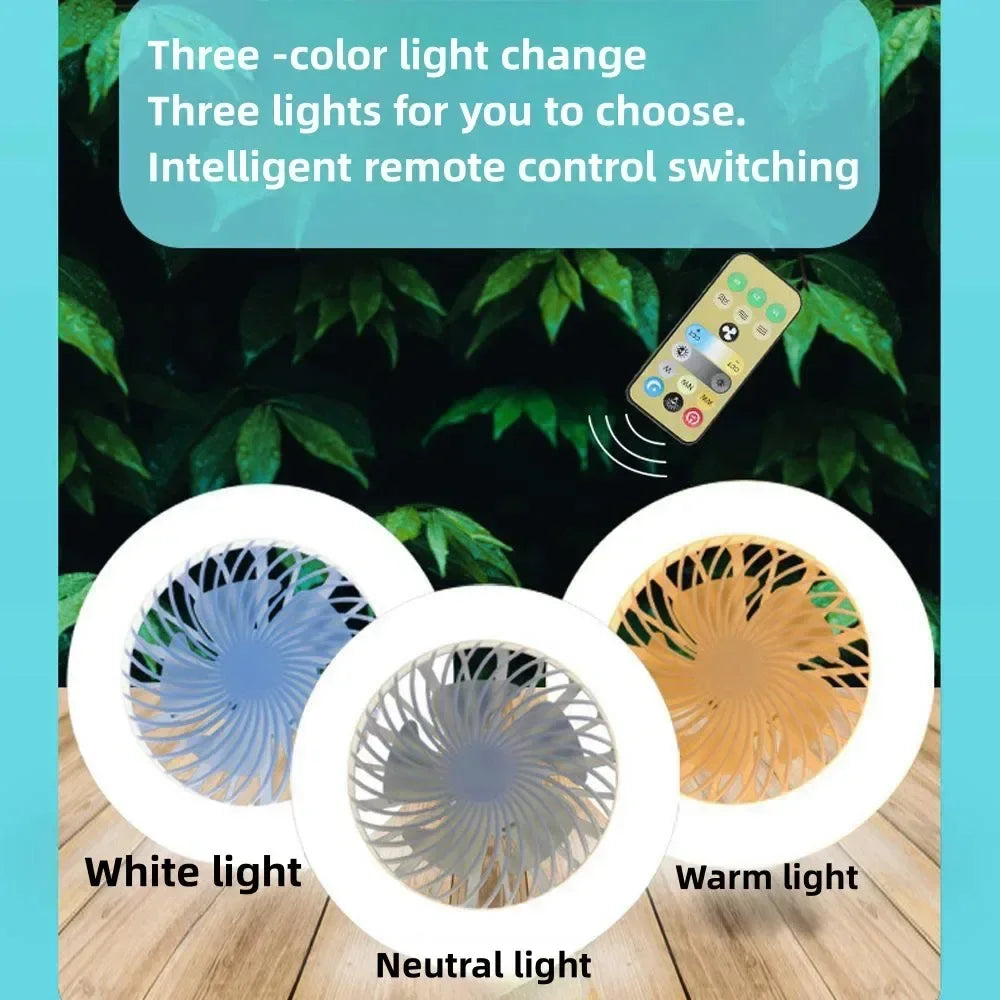  Smart 2 In 1 Ceiling Fan With Remote Control Lighting E27 Conversion Base  Lighting Base Suitable for Bedroom and Living