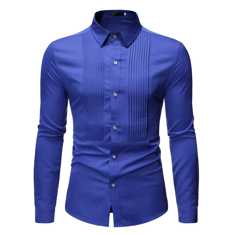 Royal Blue Wedding Tuxedo Shirt Men 2026 Brand Fashion Slim Fit Long Sleeve Mens Dress Shirts Business Casual Chemise Homme