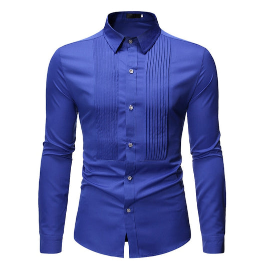 Royal Blue Wedding Tuxedo Shirt Men 2026 Brand Fashion Slim Fit Long Sleeve Mens Dress Shirts Business Casual Chemise Homme