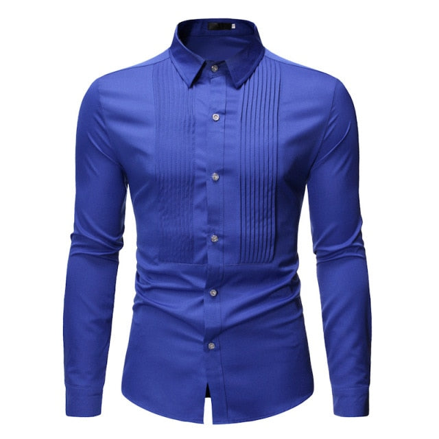 Royal Blue Wedding Tuxedo Shirt Men 2026 Brand Fashion Slim Fit Long Sleeve Mens Dress Shirts Business Casual Chemise Homme